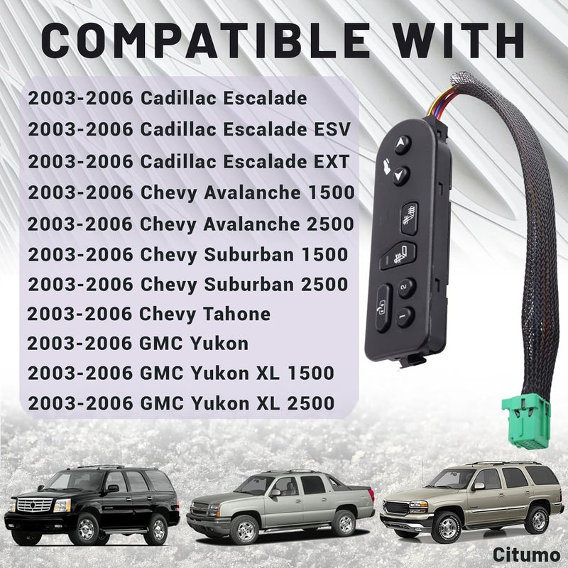 Citumo Driver Side Seat Heater Switch with Pedal Height Adjustment Compatible with 2003-2006 Escalade Silverado Avalanche 1500 2500 Suburban 1500 2500 Tahoe Yukon XL Replaces 15116862,15179136,901196 - Image 5